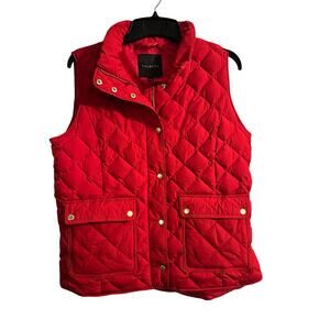 Talbots Quilted Down Puffer vest Red Pop Women’s Large
